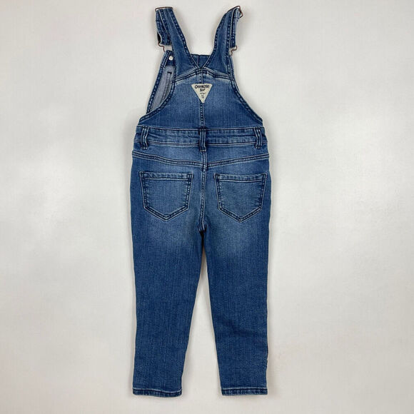 OshKosh B'Gosh Vestbak Girl Denim Blue Jean Overalls Pants Skinny Gold Stripe 3T - Picture 8 of 14
